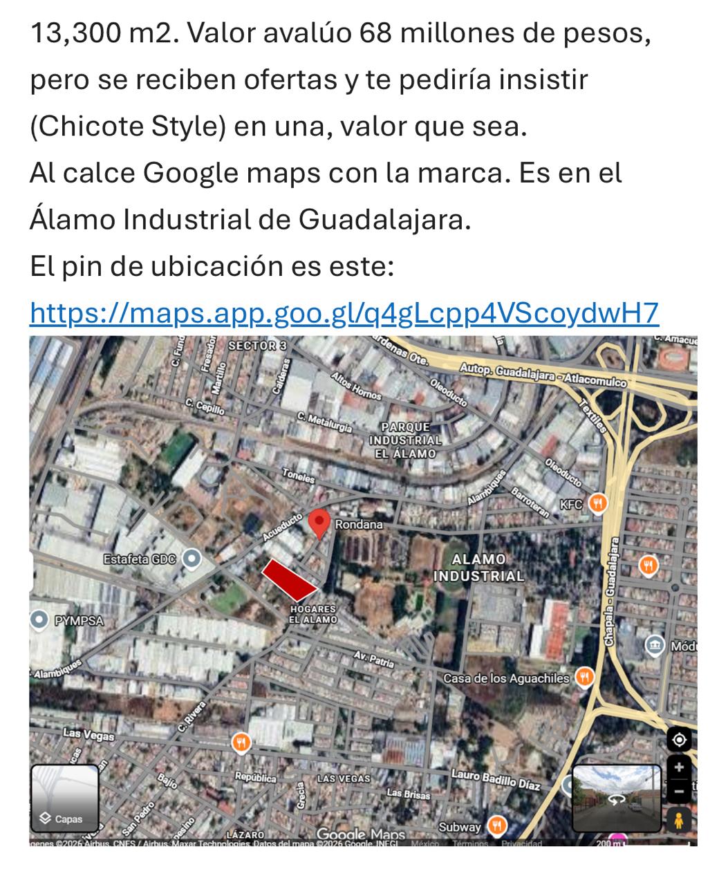 Venta de Terreno en El Alamo, Guadalajara